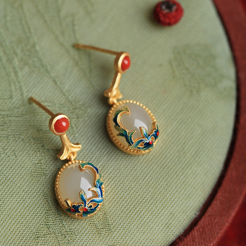 Ethnic Vintage Hetian Jade Earrings
