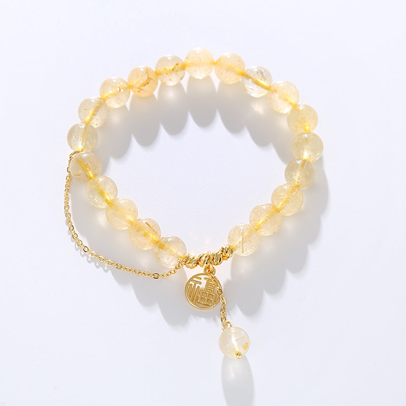 Natural Yellow with Ethnic Charm Crystal Bracelet