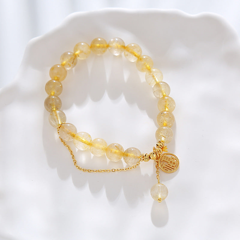 Natural Yellow with Ethnic Charm Crystal Bracelet